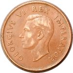 Южная Африка 1941 г. • KM# 25 • 1 пенни • Георг VI • парусник • регулярный выпуск • XF+