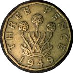 Великобритания 1949 г. • KM# 873 • 3 пенса • Георг VI • армерия • регулярный выпуск • VF ( кат. - $30 ) ® 
