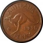 Австралия 1938 г. K.G. • KM# 36 • 1 пенни • кенгуру • регулярный выпуск • AU ( кат.- $50- )