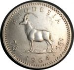 Родезия 1964 г. • KM# 4 • 2s.6d.(25 центов) • Елизавета II • козел • регулярный выпуск • AU