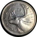 Канада 1951 г. • KM# 44 • 25 центов • Георг VI • олень • серебро • AU