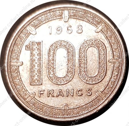 Экваториальные Африканские страны • 1968 г. • KM# 5 • 100 франков • гигантские антилопы • BU- ( кат. - $16 )