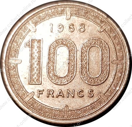 Экваториальные Африканские страны • 1968 г. • KM# 5 • 100 франков • гигантские антилопы • BU- ( кат. - $16 )