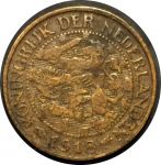 Нидерланды 1918 г. • KM# 152 • 1 цент • лев • регулярный выпуск • XF- ( кат. - $4 )
