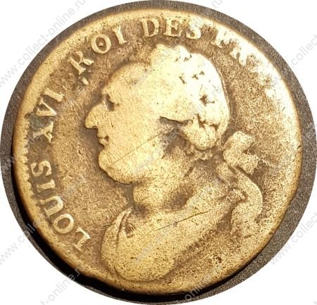 Франция 1791 г. B(Руан) • KM# 600.3 • 12 денье • бронза • VG