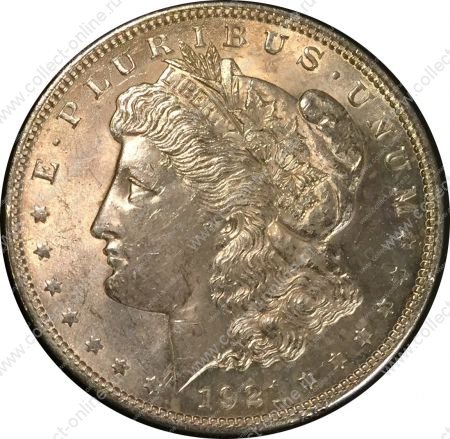 США 1921 г. • KM# 110 • 1 доллар ("Морган") • серебро • регулярный выпуск • MS BU Люкс!