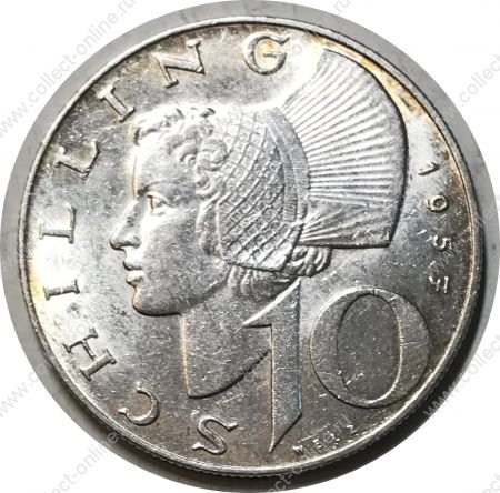Австрия 1957 г. • KM# 2882 • 10 шиллингов • серебро • регулярный выпуск • MS BU