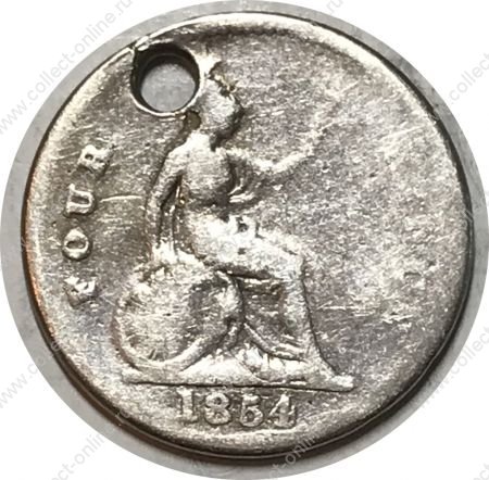 Великобритания 1854 г. • KM# 731.1 • 4 пенса (гроут) • Виктория • серебро(подарочное) • *