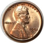 США 1954 г. S • KM# A132 • 1 цент • Авраам Линкольн • регулярный выпуск • MS BU RED