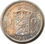 Нидерланды 1929 г. • KM# 161.1 • 1 гульден • королева Вильгельмина I • серебро • BU-