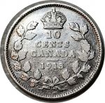 Канада 1913 г. • KM# 23 • 10 центов • Георг V • серебро • регулярный выпуск • F-VF