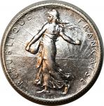 Франция 1919 г. • KM# 845.1 • 2 франка • "Марианна" • серебро • регулярный выпуск • BU-