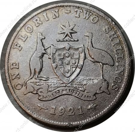 Австралия 1921 г. • KM# 27 • флорин(2 шиллинга) • Георг V • серебро • регулярный выпуск • F- ®