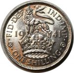 Великобритания 1941 г. • KM# 853 • 1 шиллинг • Георг VI • британский лев • регулярный выпуск • BU/UNC