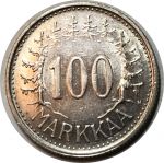 Финляндия 1958 г. S • KM# 41 • 100 марок • финский герб • серебро • регулярный выпуск • BU-