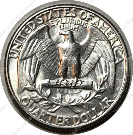 США 1932 г. • KM# 164 • квотер (25 центов) • Джордж Вашингтон • серебро • регулярный выпуск • AU+