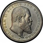 Вюртемберг 1909 г. F • KM# 635 • 3 марки • Вильгельм II • серебро • регулярный выпуск • AU 