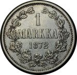 Русская Финляндия 1872 г. S • KM# 3.2 • 1 марка • двуглавый орёл (серебро) • регулярный выпуск • XF+ ( кат. - $150+ )