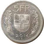 Швейцария 2014 г. • KM# 40a.4 • 5 франков • регулярный выпуск • BU-