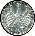 Германия • ФРГ 1964 г. F (Штутгарт) • KM# 112.1 • 5 марок • серебро • регулярный выпуск • MS BU ( кат. - $60+ )