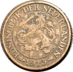 Нидерланды 1913 г. • KM# 152 • 1 цент • лев • регулярный выпуск(первый год) • VF ( кат. - $6 )