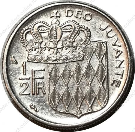 Монако 1965 г. • KM# 145 • ½ франка • Ренье III • герб княжества • регулярный выпуск(первый год) • AU
