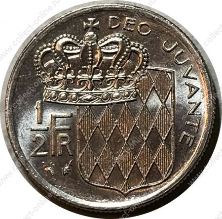 Монако 1976 г. • KM# 145 • ½ франка • Ренье III • герб княжества • регулярный выпуск • BU