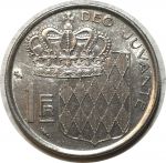 Монако 1960 г. • KM# 140 • 1 франк • Ренье III • герб княжества • регулярный выпуск(первый год) • AU+