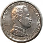Монако 1968 г. • KM# 140 • 1 франк • Ренье III • герб княжества • регулярный выпуск • MS BU