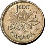 Канада 1943 г. • KM# 328 • 1 цент • Георг VI • регулярный выпуск • AU