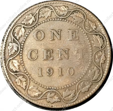 Канада 1910 г. • KM# 8 • 1 цент • Эдуард VII • регулярный выпуск • VF-