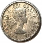 Канада 1957 г. • KM# 52 • 25 центов • Елизавета II • северный олень(карибу) • регулярный выпуск • AU