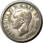 Канада 1944 г. • KM# 35 • 25 центов • Георг VI • северный олень(карибу) • регулярный выпуск • VF