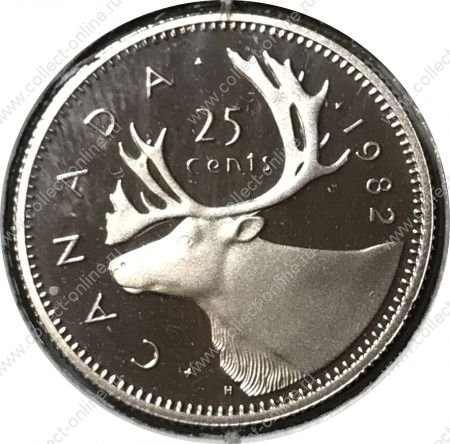 Канада 1982 г. • KM# 74 • 25 центов • Елизавета II • олень • регулярный выпуск • MS BU пруф!