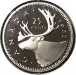 Канада 1982 г. • KM# 74 • 25 центов • Елизавета II • олень • регулярный выпуск • MS BU пруф!