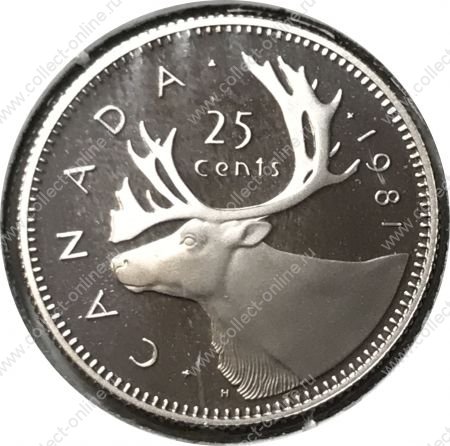 Канада 1981 г. • KM# 74 • 25 центов • Елизавета II • олень • регулярный выпуск • MS BU пруф!