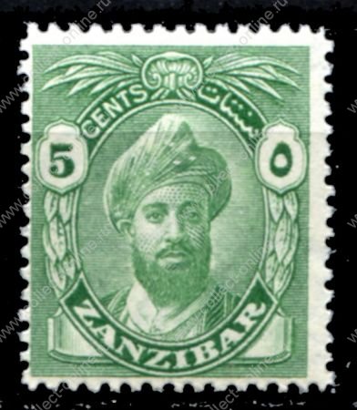 Занзибар 1936 г. Gb# 310 • 5 c. • Султан Халиф бин Харуб • MNH OG XF