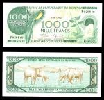Бурунди 1982 г. • P# 31b • 1000 франков • дикие коровы • регулярный выпуск • UNC пресс