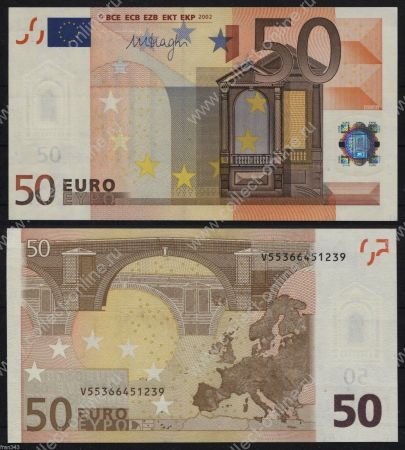 ЕС(Испания) 2002 г.(2013) • P# 18v • 50 евро • регулярный выпуск • М. Драги • серия № - V • UNC пресс