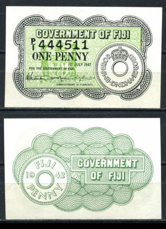 Фиджи 1942 г. • P# 47 • 1 пенни • экстренный выпуск • UNC пресс