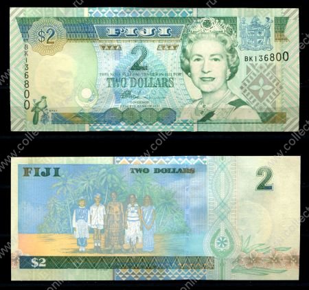 Фиджи 2002 г. • P# 104 • 2 доллара • Елизавета II • регулярный выпуск • UNC пресс