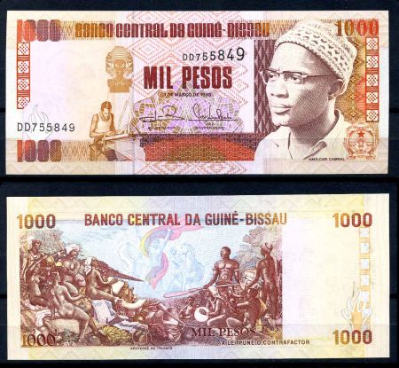 Гвинея-Бисау 1993 г. • P# 13b • 1000 песо • Амилкар Кабрал • регулярный выпуск • UNC пресс