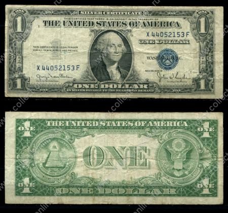 США 1935 г. D • P# 416D2 • 1 доллар • Джордж Вашингтон • серебряный сертификат • +/- F-VF 
