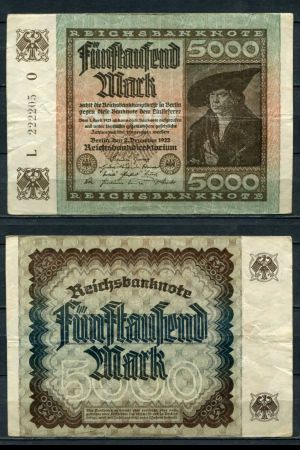 ГЕРМАНИЯ 1922г. P#81a / 5000 МАРОК / VF-XF