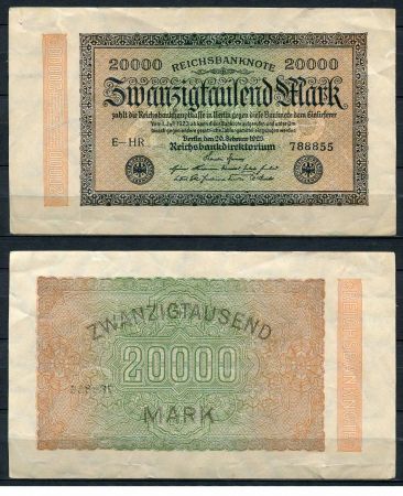 ГЕРМАНИЯ 1923г. P# 85b / 20000 МАРОК XF