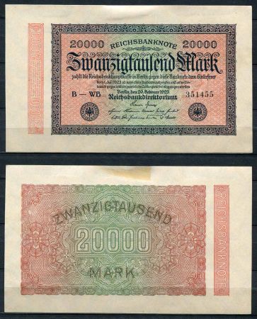 ГЕРМАНИЯ 1923г. P# 85b / 20000 МАРОК XF