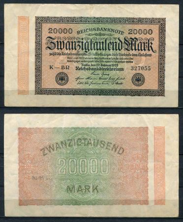 ГЕРМАНИЯ 1923г. P# 85b / 20000 МАРОК XF