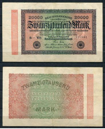 ГЕРМАНИЯ 1923г. P# 85b / 20000 МАРОК XF