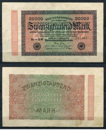 ГЕРМАНИЯ 1923г. P# 85b / 20000 МАРОК XF