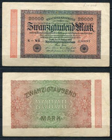 ГЕРМАНИЯ 1923г. P# 85b / 20000 МАРОК XF